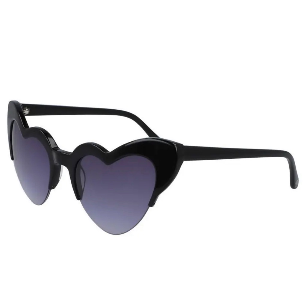 New Draper James Dj 7012 001 Black Heart Shaped Sunglasses With Grey Lenses